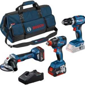 Bosch Blå 3-delars 18V Combokit GSB 18V-45 + GDX 18V-200 + GWS 18V-7 + 2x5.0Ah