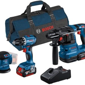Bosch Blå | Combopack | GSR 18V-45 + GBH 18V-22 + GEX 185-LI | 18V | 2 x 4.0Ah + laddare