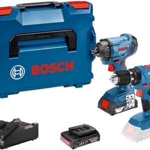 Bosch Blå GSB 18V-21 Batteridriven slagborrskruvdragare + GDR 18V-160 Slagskruvdragare | inkl. 2x batterier och laddare