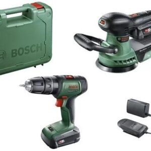 Bosch Grön Verktygssats UniversalImpact 18 + AdvancedOrbit 18 | 2 x 2,0 Ah batterier + laddare