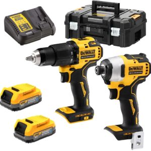 DeWalt DCK2062E2T | Batteridrivet kombikit | Set | DCD709 + DCF809 | 2 x 18V XR POWERSTACK + laddare