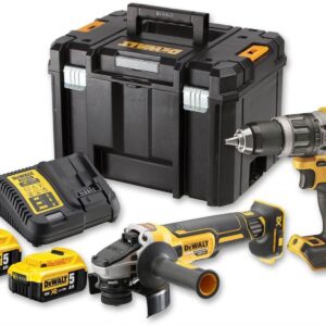 DeWalt DCK2080P2T batteriset | DCD796 batteridriven borrmaskin + DCG405 batteridriven vinkelslip | 18V 5,0Ah Li-Ion