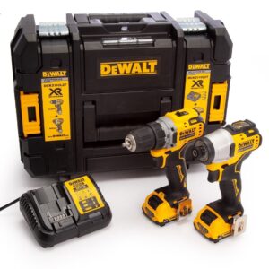 DeWalt DCK2110L2T kombipaket DCD701 borrmaskin/skruvdragare + DCF801 slagskruvdragare 12V 3,0Ah XR