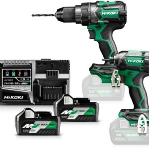 Hikoki KC18DCWAZ | Combipack | DS18DC Batteridriven borrmaskin + WH18DC Batteridriven slagskruvdragare | 18V | 2 x 5.0Ah + laddare