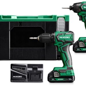 Hikoki KC18DD WFZ Värdepack | DS18DD Batteridriven Borrmaskin/Skruvdragare + WH18DD Slagskruvdragare | 2X 2,0Ah Batterier + laddare