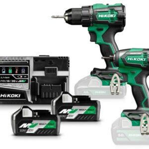 Hikoki KC18DEWAZ | Combipack | DS18DE Batteridriven borrmaskin/skruvdragare + WH18DE batteridriven slagskruvdragare | 18V | 2 x 5.0Ah + laddare