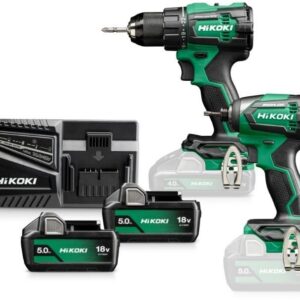 Hikoki KC18DEWBZ | Combipack | DS18DE Batteridriven borrmaskin/skruvdragare + WH18DE batteridriven slagskruvdragare | 18V | 2 x 5.0Ah + laddare