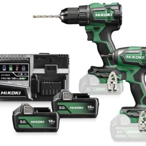 Hikoki KC18DEWCZ | Batteridrivet Combipack | DV18DE + WH18DE | 18 V | 2x 5.0Ah batterier + laddare