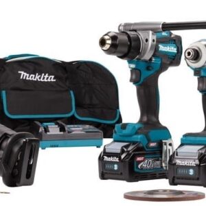 Makita DK0126G401 | Comboset | 40V Max | 4,0Ah | Li-Ion | DF001G borrmaskin | TD001G slagskruvdragare | GA005G vinkelslip | JR001G tigersåg