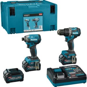 Makita DK0198G201 | 40 V Max Kombisats för borrning och (slag)skruvdragning | 3 x 2,5 Ah batterier + snabbladdare