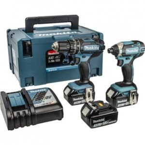 Makita DLX2131JX1 18V batteridriven slagborrmaskin DHP482 + slagskruvdragare DTD152 combipack (3x 3.0Ah batteri) i Mbox