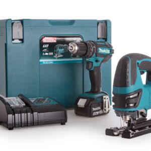 Makita DLX2134TJ | DHP482 Batteridriven slagborrmaskin + DJV180 Batteridriven sticksåg | 18V 5,0Ah Li-ion