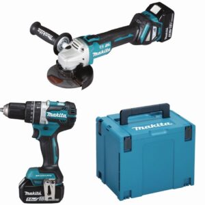 Makita DLX2272TJ 18V LXT kombipaket 2 delar: DGA513 Vinkelslip + DHP484 (Slag)borrmaskin 2 x 5.0Ah batterier