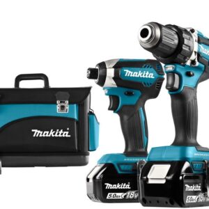 Makita DLX3090T 18V 5,0Ah Kombipaket batteridriven borrmaskin DDF484 och slagskruvdragare DTD153 + Lampa DML801