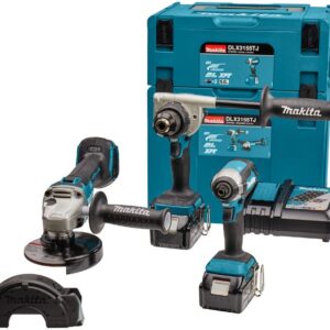 Makita DLX3155TJ | Kombipaket | 18 V | borrning, (slag)skruvdragning och slipning