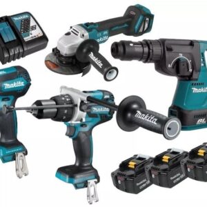 Makita DLX4104TJ1 Comboset - DHP486 Batteridriven slagborrmaskin + DGA513 Vinkelslip + DHR243Z borrhammare + DTD153 slagskruvdragare | 18V