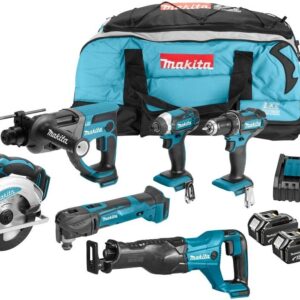 Makita DLX6038T Combipack bestående av 6 maskiner 18V Li-ion med 3x 5.0Ah batterier