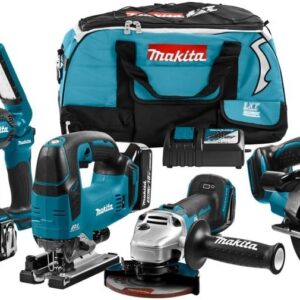 Makita DLX6082T kombipaket 18V Li-ion med 3x 5.0Ah batterier - för (slag)borrning, (slag)skruvdragning, sågning och slipning
