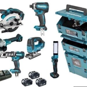 Makita DLX8100J | Kombiset 18V | DDF484 + DTD153 + DGA504 + DHS660 + DJV182 | Inklusive batterier och laddare