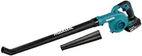 Makita DUB186SFX1 | Batteridriven blåsmaskin | 18V | Förlängt blåsrör + extra blåsrör | + 3,0Ah batteri och laddare