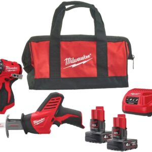 Milwaukee M12 BLPP2A-402B Batteridrivet maskinset 2-delar BLDDRC + HZ i väska | Inkl. 2x 4,0Ah batteri och laddare
