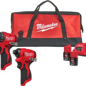 Milwaukee M12 BLPP2D-202B Batteridrivet maskinset 2-delar BLDDRC + BLIDRC i väska | Inkl. 2x 2,0Ah batteri och laddare