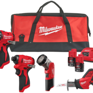 Milwaukee M12 BLPP4A-202B Batteridrivet maskinset 4-delar BLDDRC + BLIDRC + TLED + HZ i väska | Inkl. 2x 2,0Ah batteri och laddare