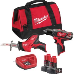 Milwaukee M12 BPP2C-402B PowerPack (C12 HZ + M12 BDD + 2 x 4,0 Ah batteri + 60 min. laddare + contractor bag)