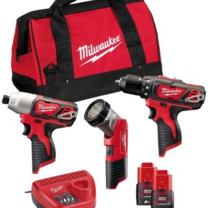Milwaukee M12 BPP3A-202B Powerpack (M12 BDD + M12 BID + C12 T + 2 x 2,0 Ah batteri + 30 min. laddare + contractor bag)