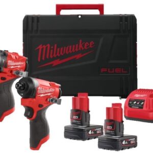 Milwaukee M12 FPP2A2-402X | M12 FUEL powerpack (M12 FPD2, M12 FID2, 2 x M12 B4 batteri, 1 x C12C laddare, 1 xHD Box)