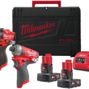 Milwaukee M12 FPP2E2-402X | M12 FUEL powerpack (M12 FPD, M12 FQID, 2 x M12B4 batteri, 1 x C12C laddare, 1 x HD Box)