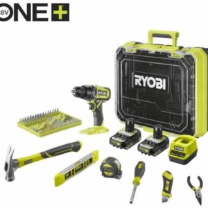 Ryobi RDD18-2C20TAH | Batteridriven borrmaskin | 18 Volt | 2.0 AH Li-ion + tillbehörssats