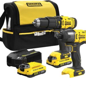 Stanley FATMAX SFMCK461D2S V20 Kombikit | 18V batteridriven slagborrskruvdragare + batteridriven slagskruvdragare | 2 batterier + laddare