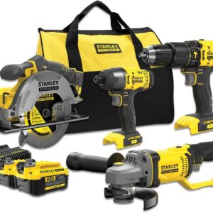 Stanley FATMAX SFMCK469M2 V20 Kombikit | Batteridriven slagborrskruvdragare + Batteridriven cirkelsåg + Batteridriven vinkelslip set