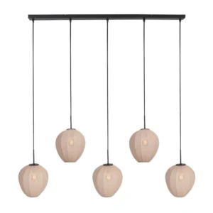 Zavi 5-lichts Hanglamp Crème Stof