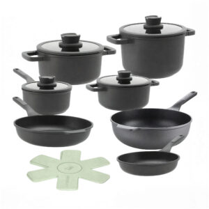 BergHOFF Leo Stone Pannenset 11 delig Downdraft | Met Gratis Panbeschermers