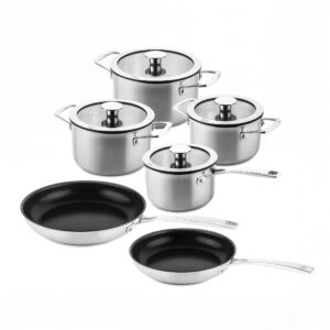 DUCQ Downdraft pannenset - 10 delig - met glazen deksels