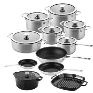 DUCQ Downdraft pannenset - 14 delig - met glazen deksels